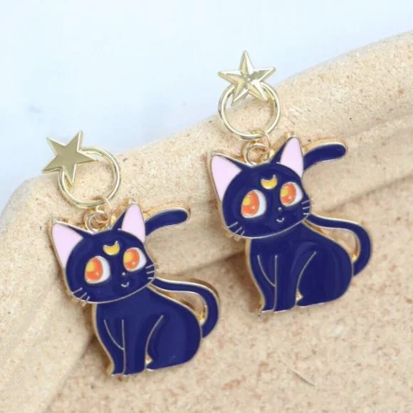 5/$20 Sailor Moon Cartoon Luna Anime Cat Earrings - Picture 1 of 6